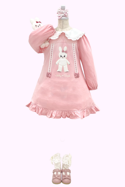 うさぎアップリケロゴ刺繍ワンピース(Toddler)