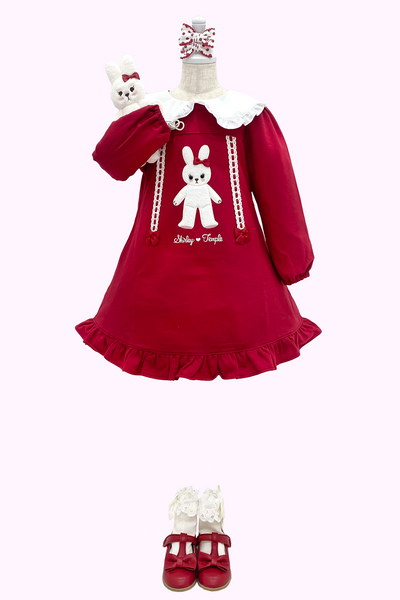 うさぎアップリケロゴ刺繍ワンピース(Toddler)