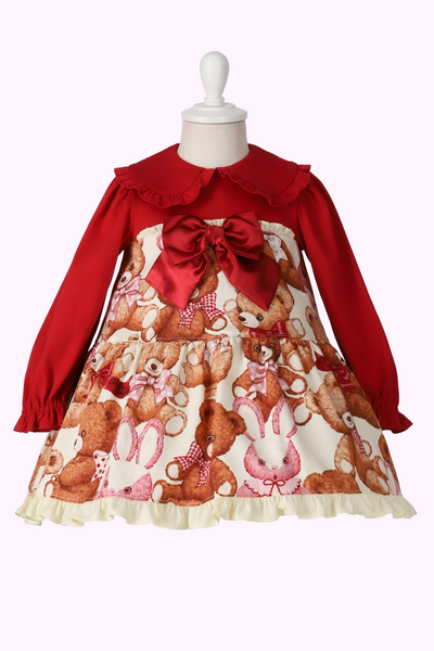 桃*香様 シャーリーテンプル・くま&うさぎぬいぐるみプリント 桃*香様 シャーリーテンプル・くま&うさぎぬいぐるみプリント