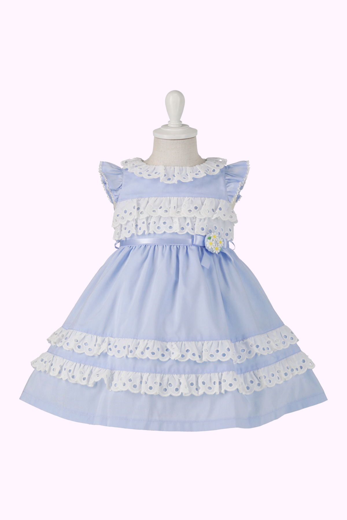 シャンブレーレースお花リボンワンピース（Toddler）