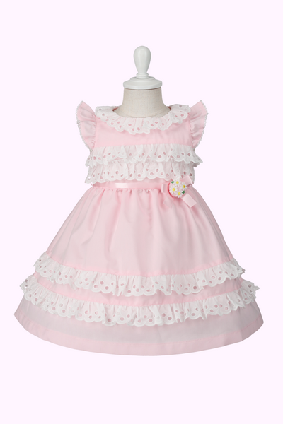 シャンブレーレースお花リボンワンピース（Toddler）