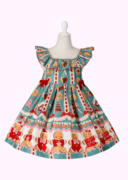 ジンジャーマンクッキープリントジャンパースカート（Toddler）