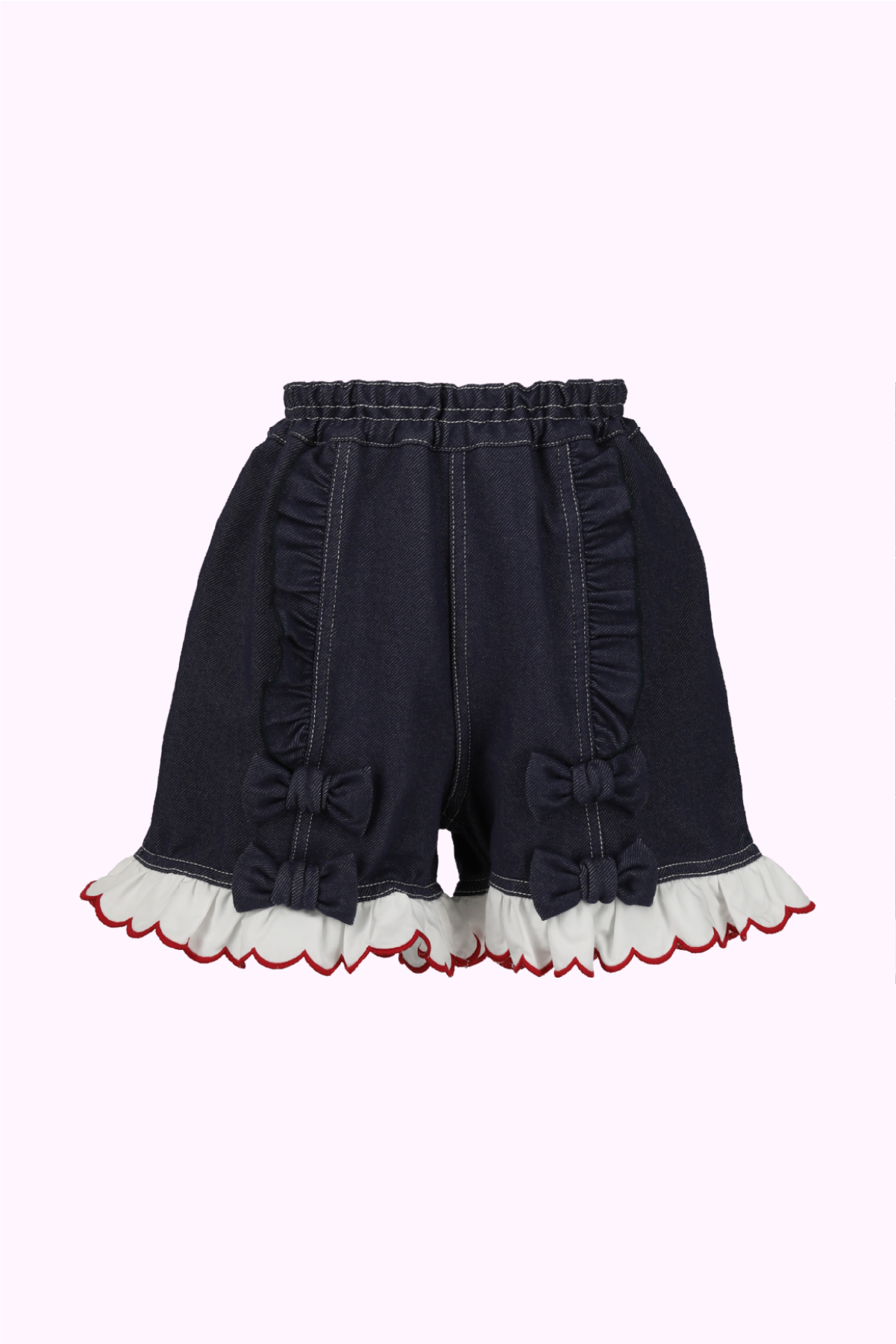 スカラップリボンデニムニットショートパンツ（Toddler）