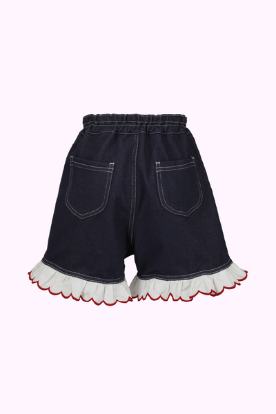 スカラップリボンデニムニットショートパンツ（Toddler）