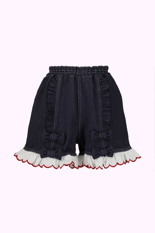 スカラップリボンデニムニットショートパンツ（Toddler）