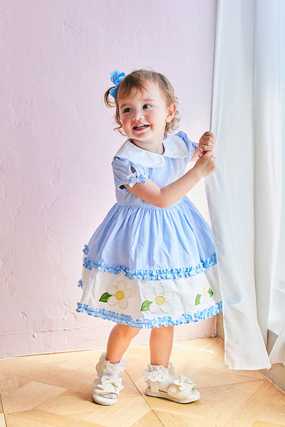 サッカーストライプお花アップリケワンピース（Baby）