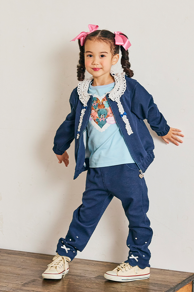 ハート刺繍デニム風スカラップパンツ(Toddler)