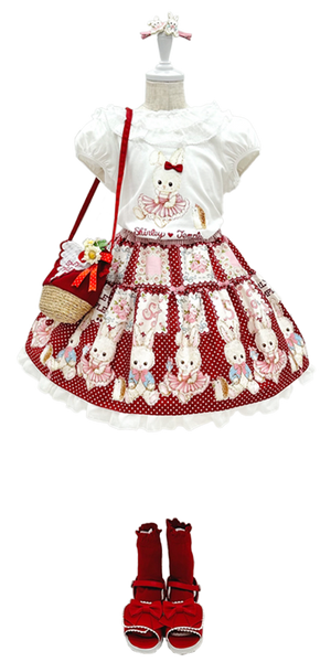うさぎプリントチュールフリルプルオーバー(Baby)