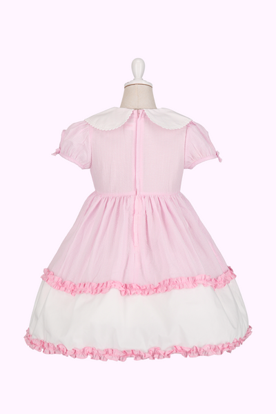 サッカーストライプお花アップリケワンピース（Baby）