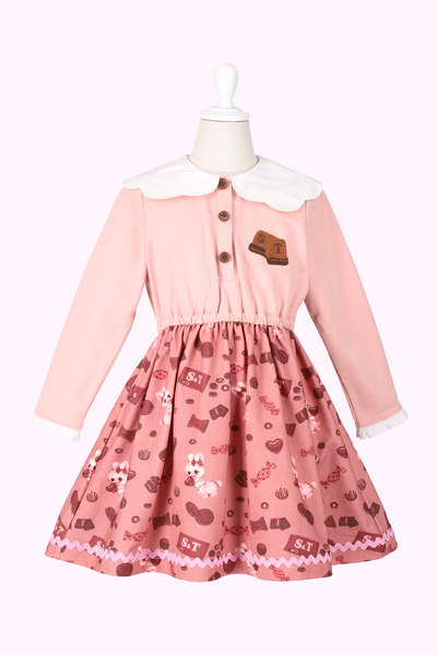 チョコ＆バニープリントドッキングワンピース(Toddler)
