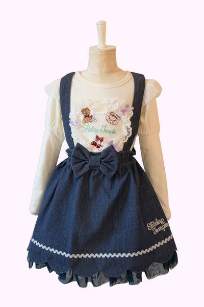 リボン付きデニムサロペットスカート(Toddler)