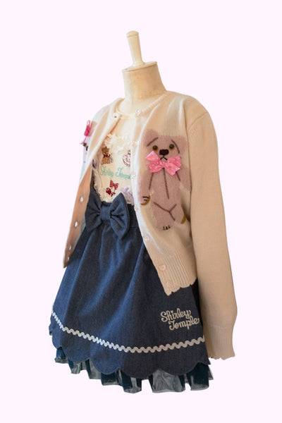 リボン付きデニムサロペットスカート(Toddler)