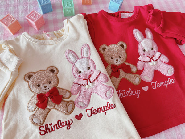 くま＆うさぎぬいぐるみアップリケトレーナー(Toddler)